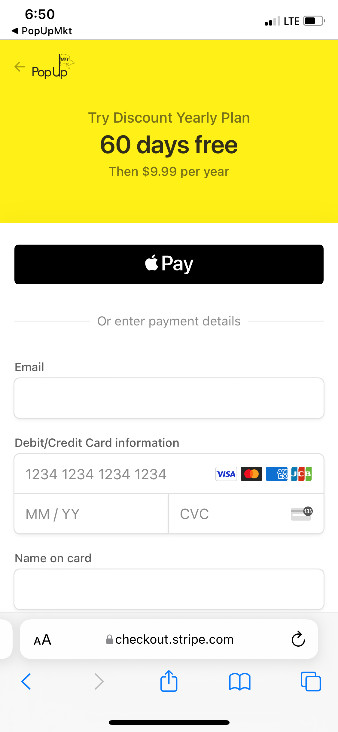 Sign Up Stripe Payment